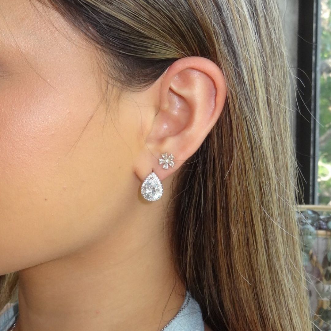 Aretes Gota Plateado