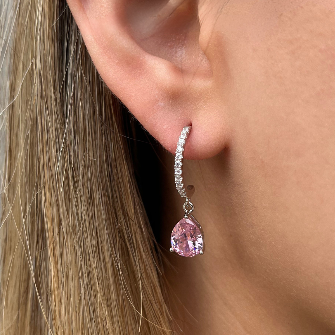Aretes de gota rosa