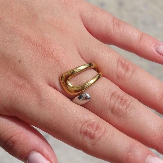 Anillo Doble Curvo Bicolor