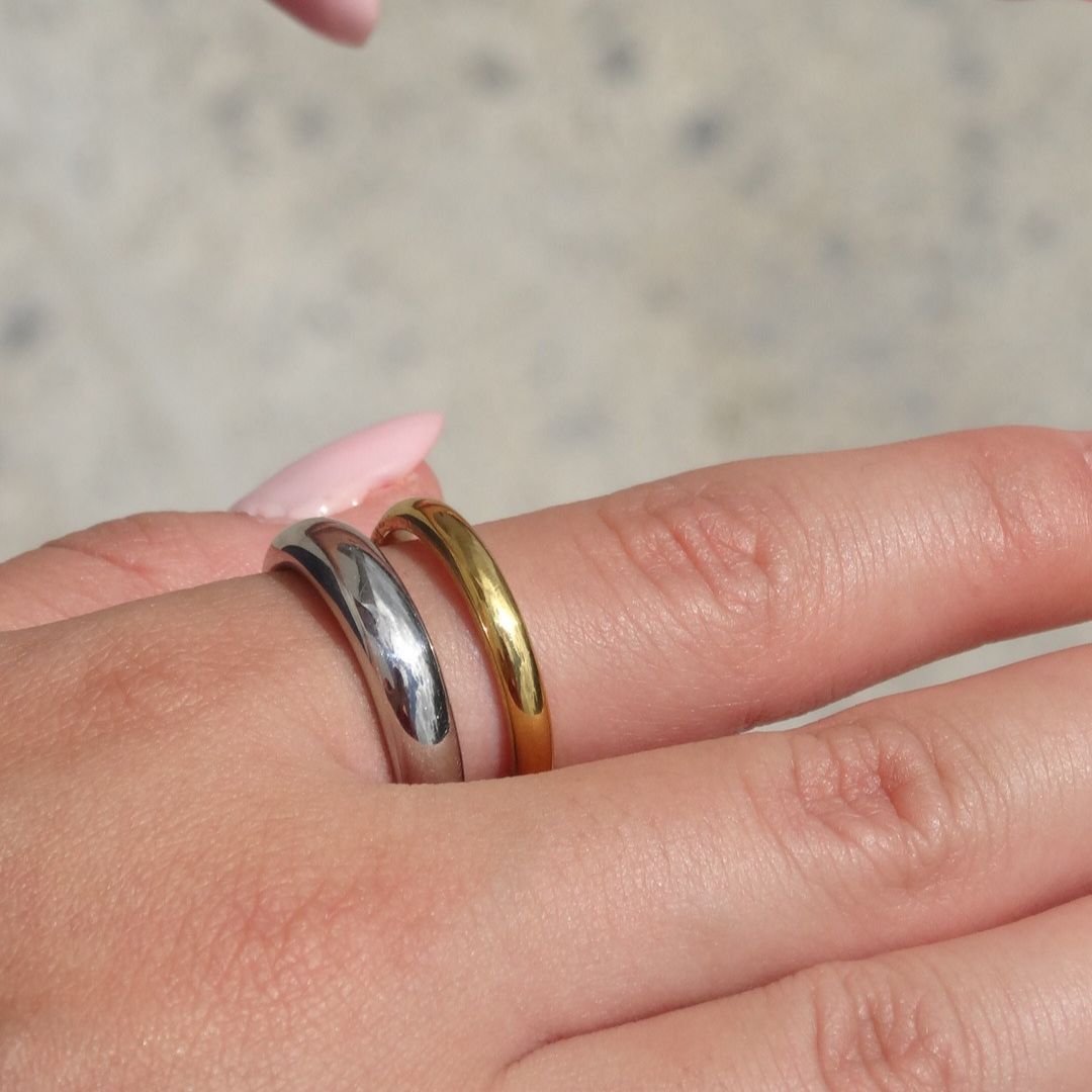 Anillo doble bicolor abierto
