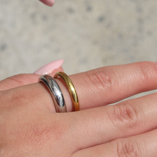 Anillo doble bicolor abierto