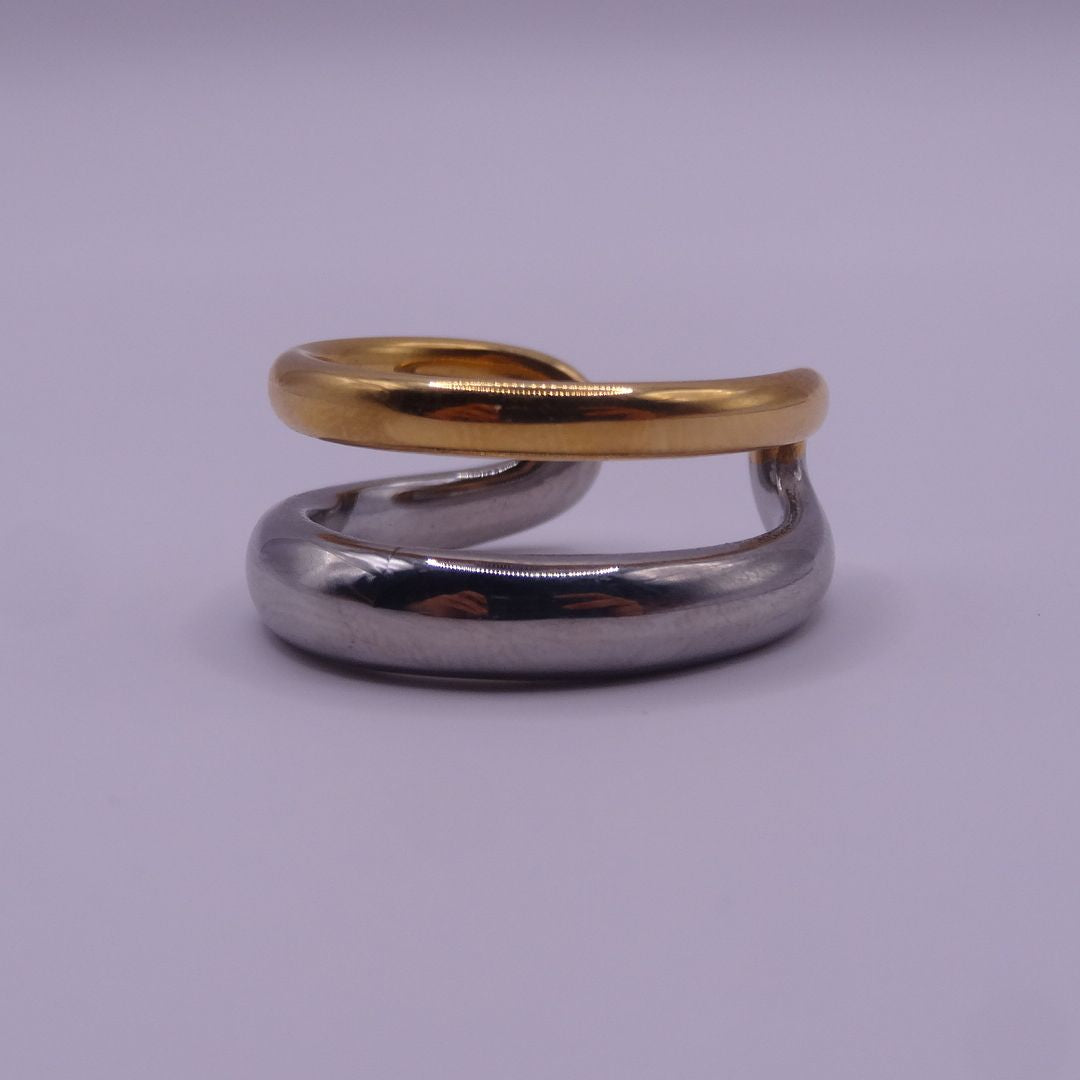 Anillo doble bicolor abierto