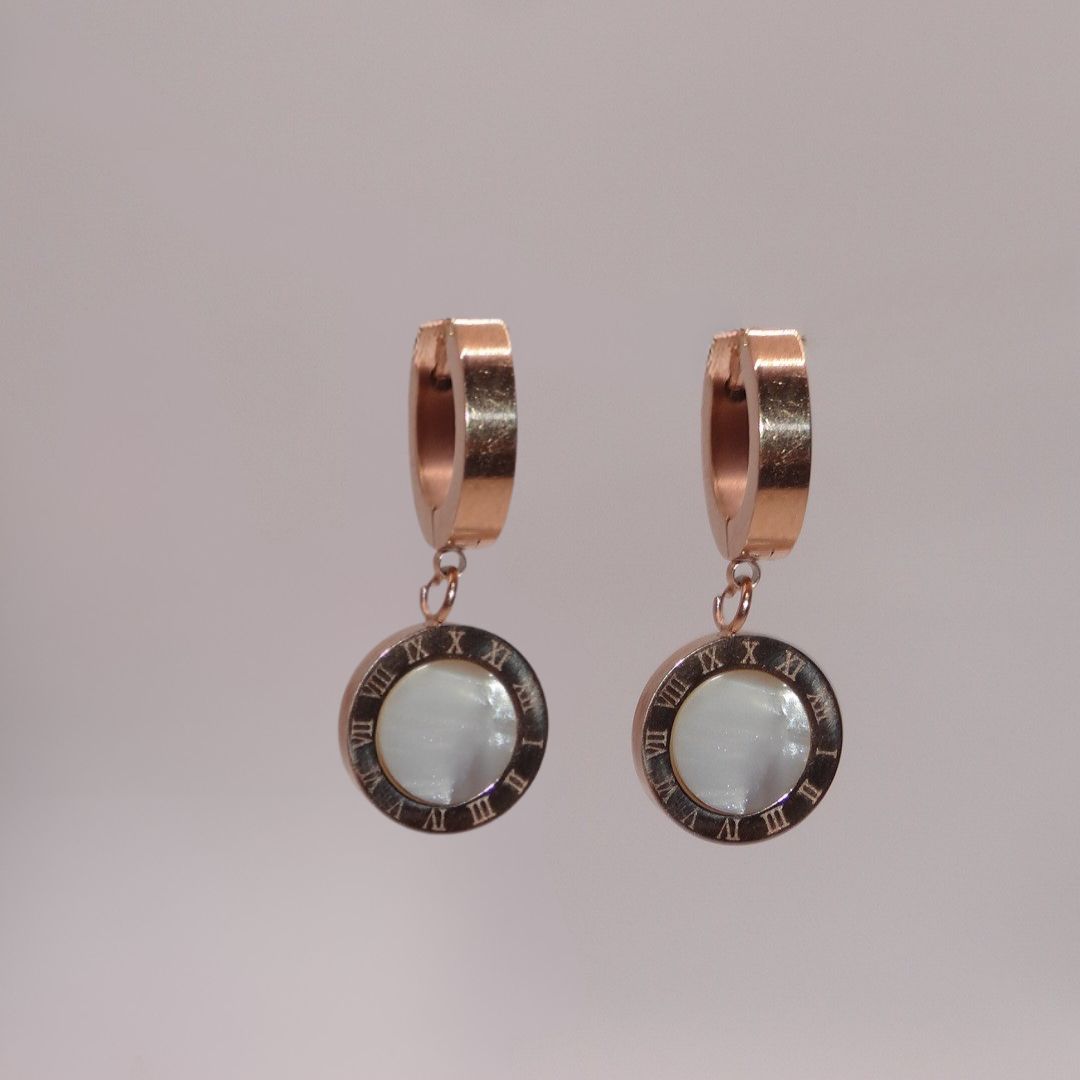 Aretes Arracada Blanco Oro Rosa