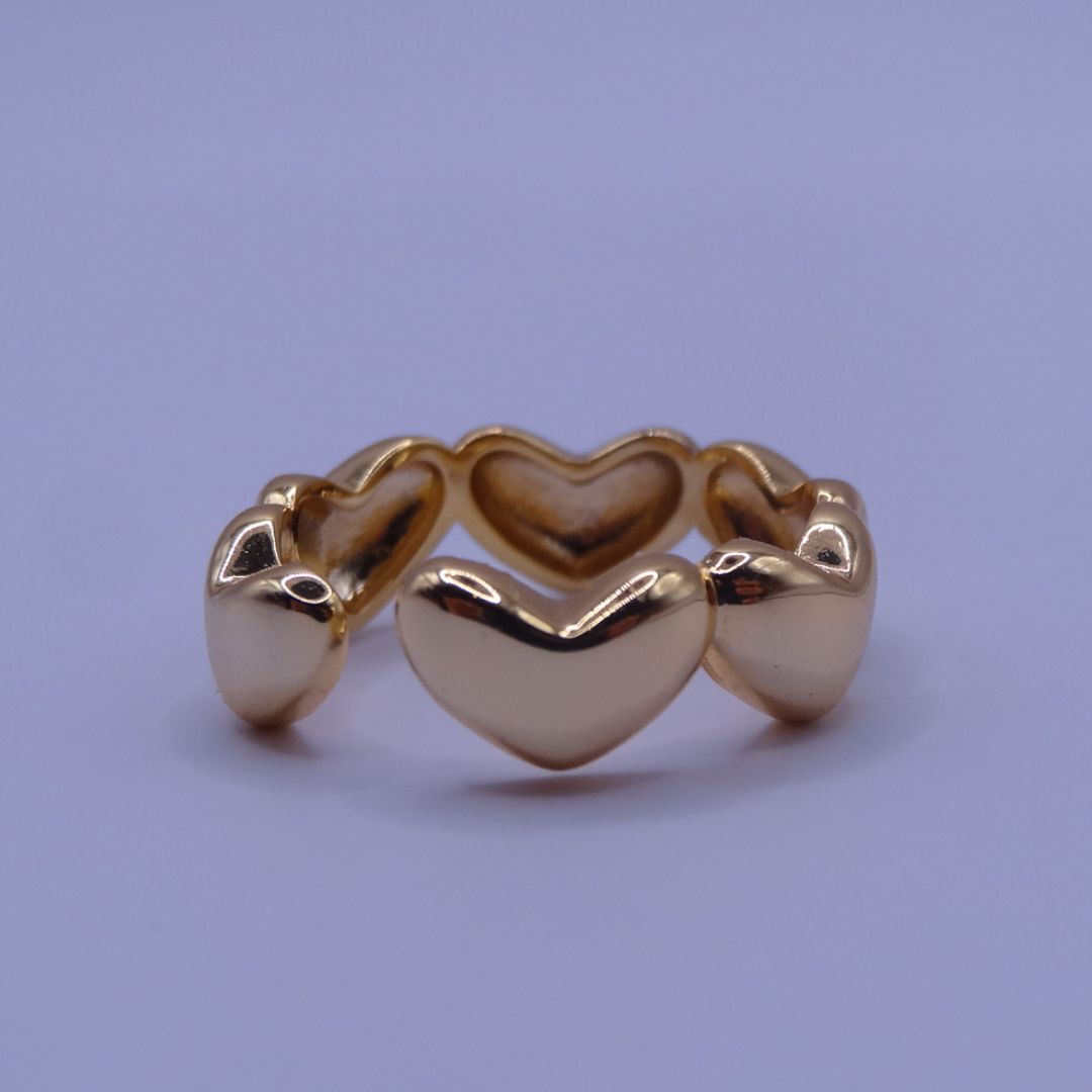 Anillo de corazones ajustable chapa de oro