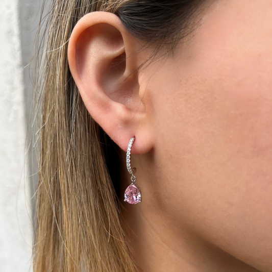 Aretes de gota rosa