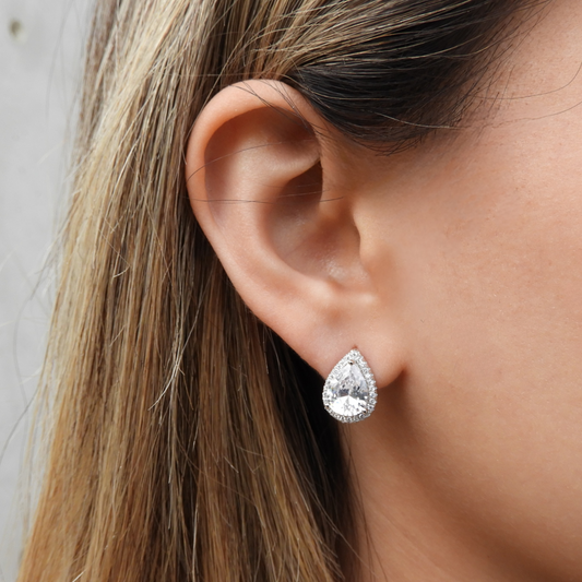 Aretes Gota Plateado