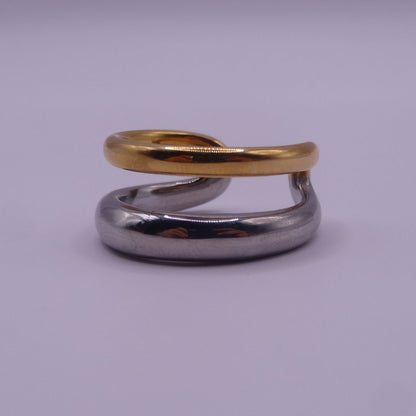 Anillo doble bicolor abierto
