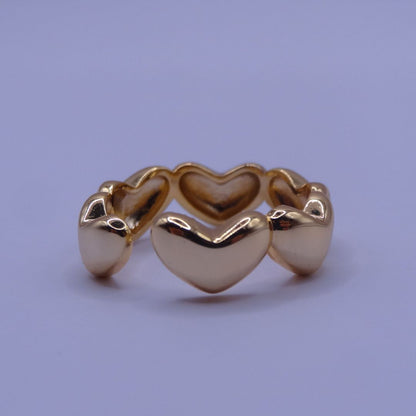 Anillo de corazones ajustable chapa de oro