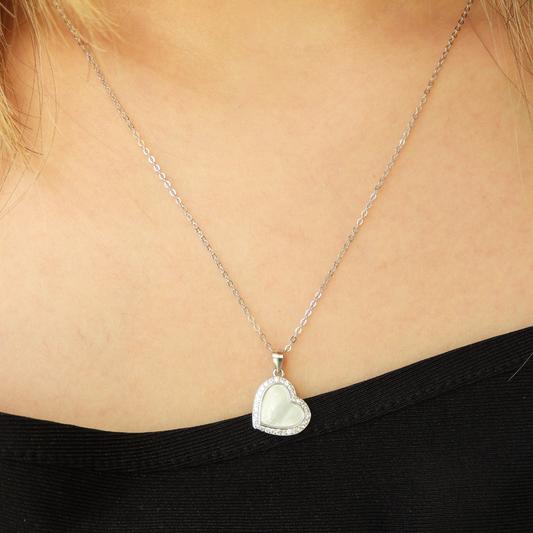 Collar corazón perla madre con zirconias